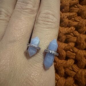 Elegant Blue Crystal Ring with Silver Accents